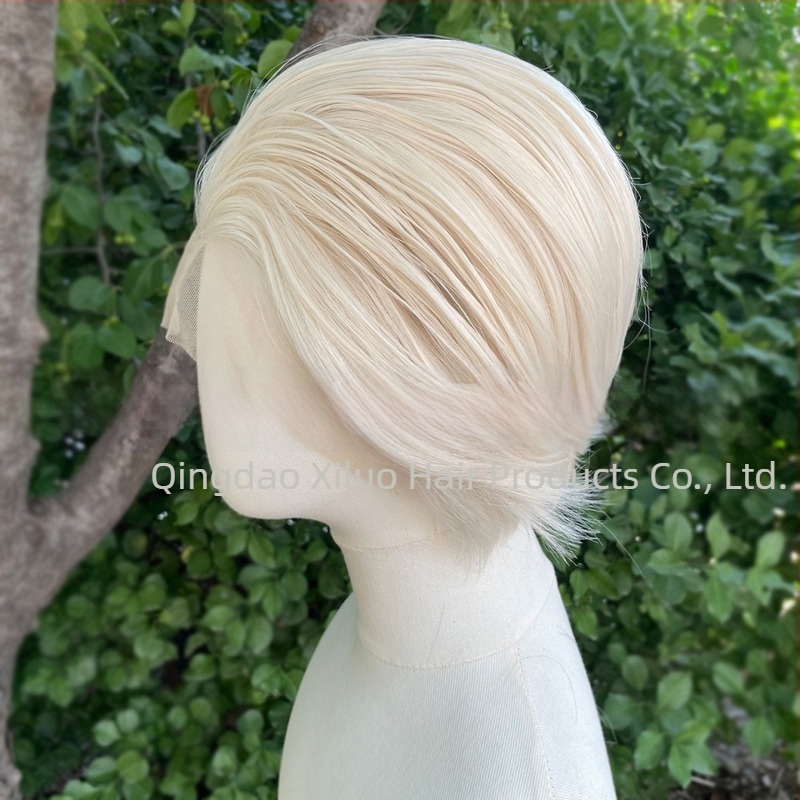Férfi paróka Lace Front 13x4, XL-60 Short modell, természetes rövid göndör haj, hőálló rostok, színezhető