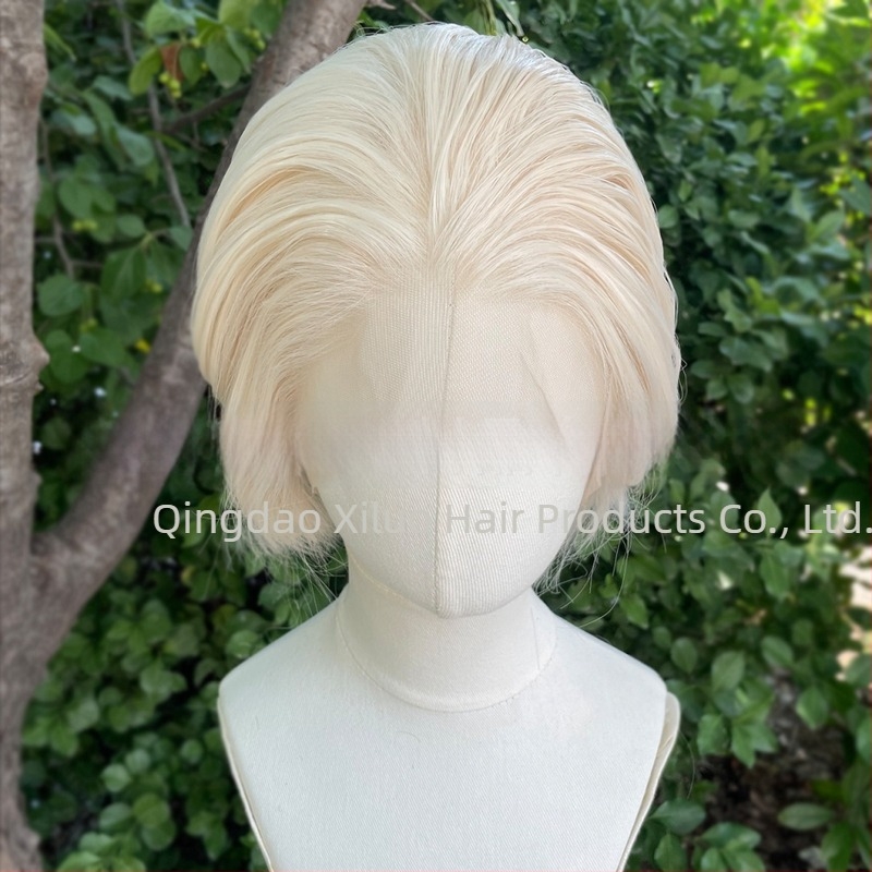 Férfi paróka Lace Front 13x4, XL-60 Short modell, természetes rövid göndör haj, hőálló rostok, színezhető