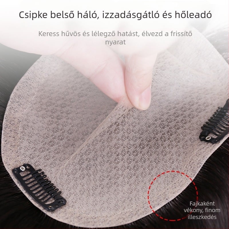Valódi hajból készült topper, női egyrészes hajpótló, hajbeépítési mechanizmus, festésre és dauerra alkalmas