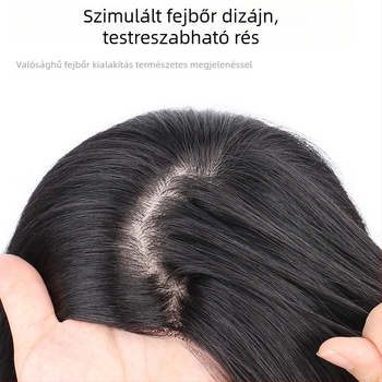 Nőknek szóló paróka valódi emberi hajból, természetes stílus, egyenes frufru, teljes fejfedés, mechanikus gyártás, nem festhető vagy dauerolható