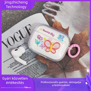 Átlátszó TPU védőtok AirPods 1./2. generációhoz, 3D lepke virág mintával