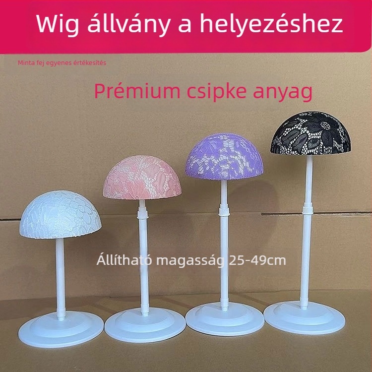 Állítható magasságú paruka bemutató állvány – hordozható műanyag kijelzőpolc parukákhoz és hajkiegészítőkhöz