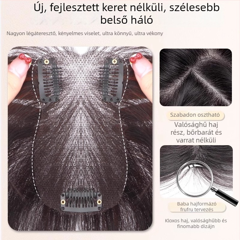 Korona volumenhez paróka darab – valódi haj, 25 cm hosszú, modell 7×11 Qingyun, teljesen kézzel szőtt