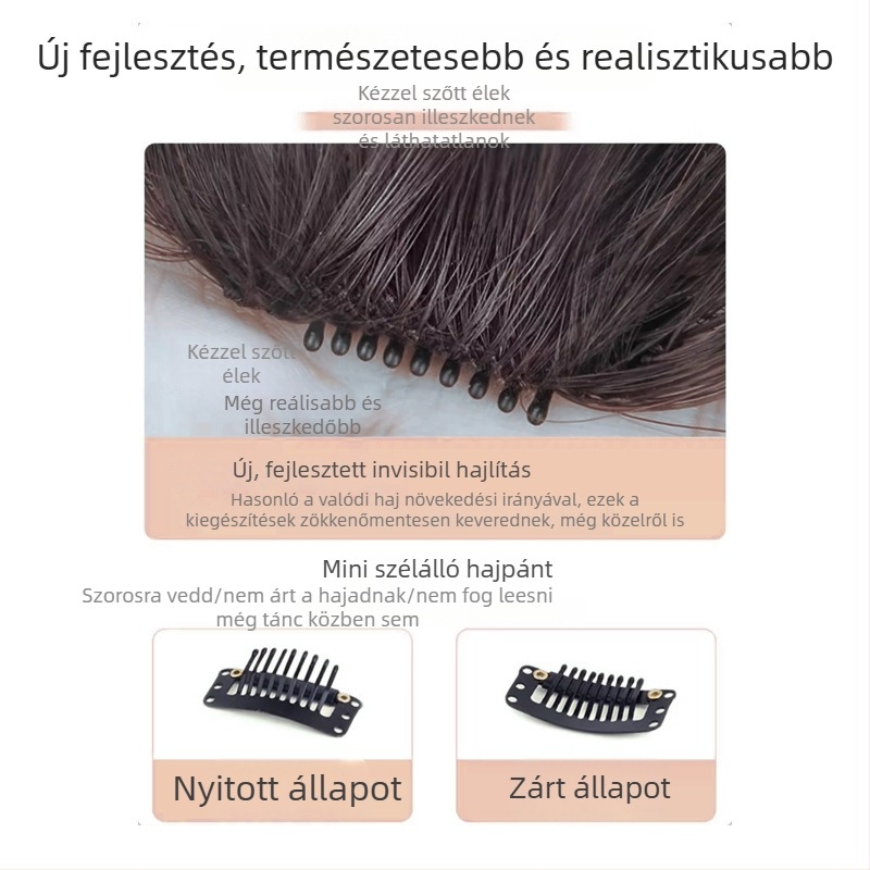 Valódi emberi hajból készült paróka, 3D-s légies frufru, előrész varrat nélküli, kézzel szőtt