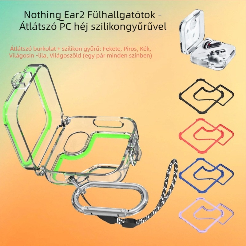 Nothing Ear 2 védőtok — átlátszó PC burkolat kivágásokkal, ütésálló, injekciós formázású