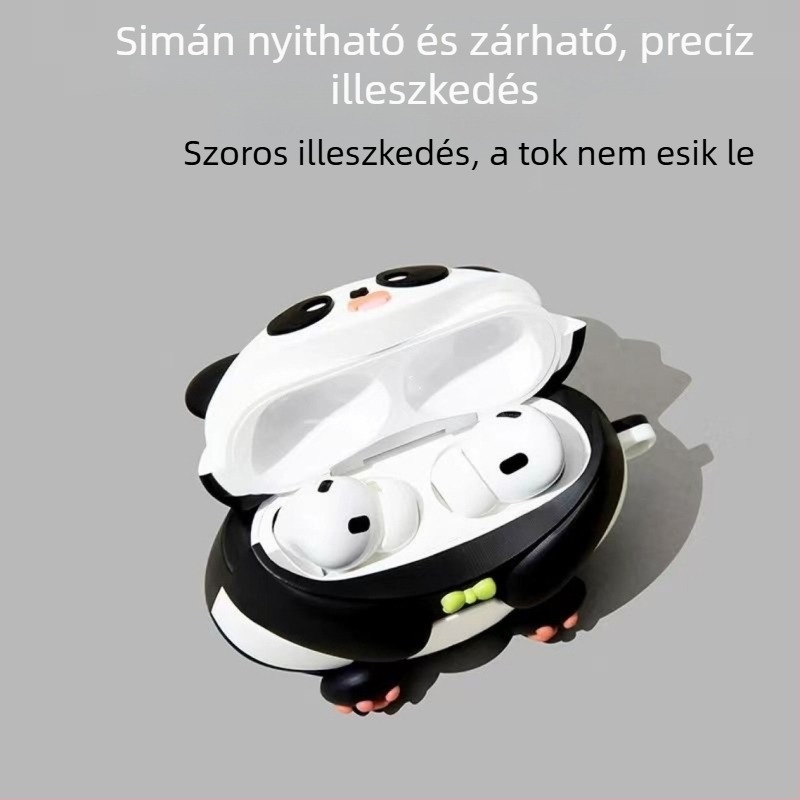 Cuki karikatúra óriáspanda AirPods Pro 2 védőtok, szilikon, Apple AirPods 3. generációhoz
