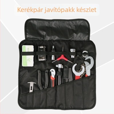 Kerékpárszerszám-készlet javítóeszközökkel, kulcs, MTB pumpa és kiegészítők