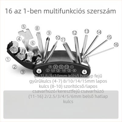 Kerékpárszerszám-készlet javítóeszközökkel, kulcs, MTB pumpa és kiegészítők