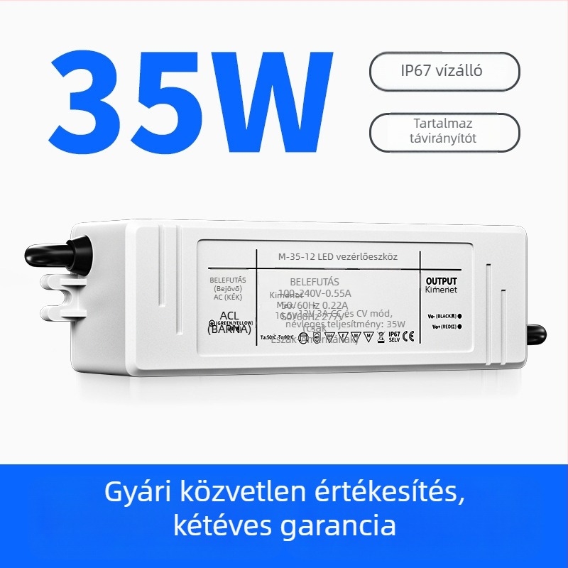 LED vetítő lámpa tápegység állandó árammal és feszültséggel, IP67 vízálló, Waterproof sorozat, kapcsoló tápegység, tömeg 0.225 kg