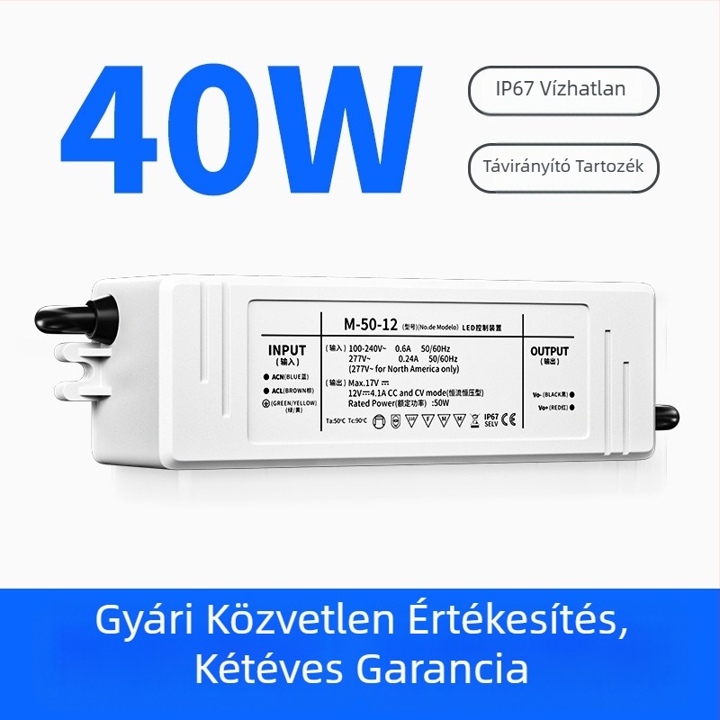 LED vetítő lámpa tápegység állandó árammal és feszültséggel, IP67 vízálló, Waterproof sorozat, kapcsoló tápegység, tömeg 0.225 kg
