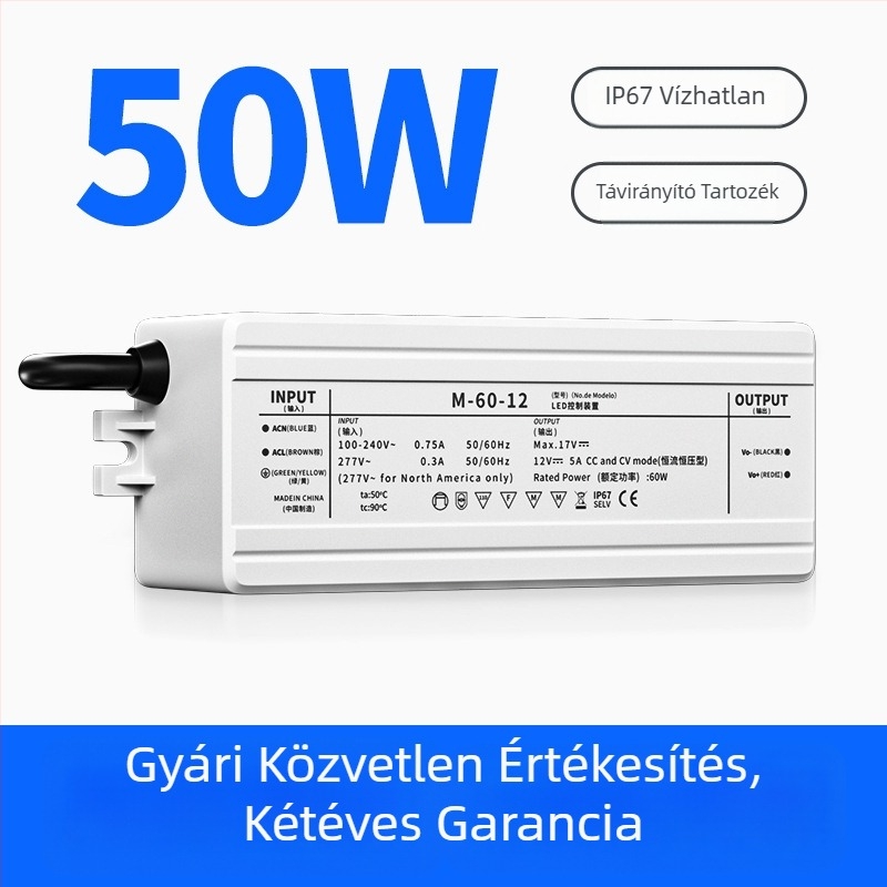 LED vetítő lámpa tápegység állandó árammal és feszültséggel, IP67 vízálló, Waterproof sorozat, kapcsoló tápegység, tömeg 0.225 kg