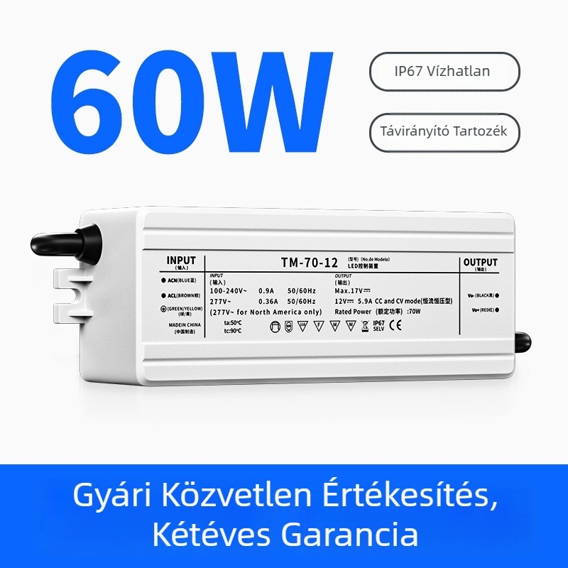 LED vetítő lámpa tápegység állandó árammal és feszültséggel, IP67 vízálló, Waterproof sorozat, kapcsoló tápegység, tömeg 0.225 kg
