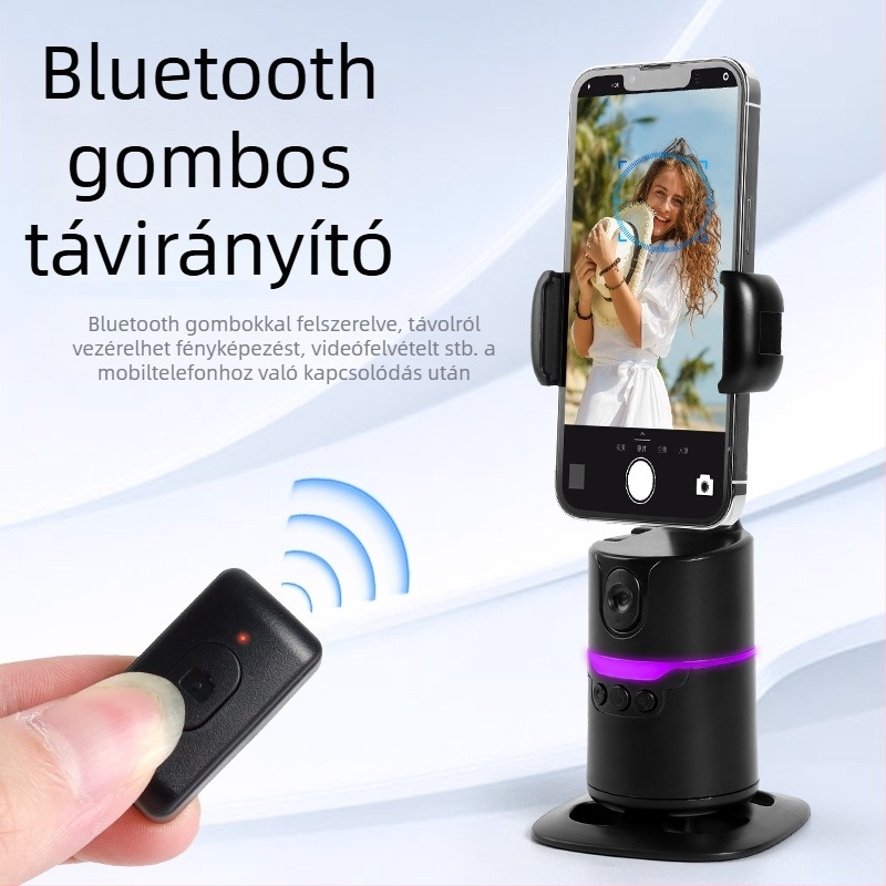 Okostelefon-stabilizátor AI automatikus követéssel és arcfelismeréssel, pan-tilt, Bluetooth távirányító, asztali tartó élő közvetítéshez