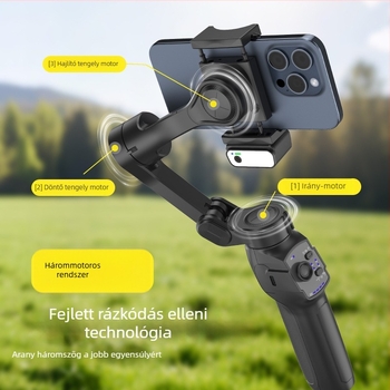 L9Lite AI-modullal ellátott háromtengelyes okostelefon-gimbal stabilizátor arckövetéssel, Bluetooth
