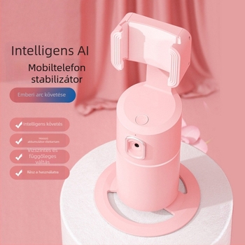 Mobiltelefonos gimbal stabilizátor intelligens követéssel és arcfelismeréssel, 360° forgás, telepítés nélkül, ABS burkolat, univerzális asztali állvány