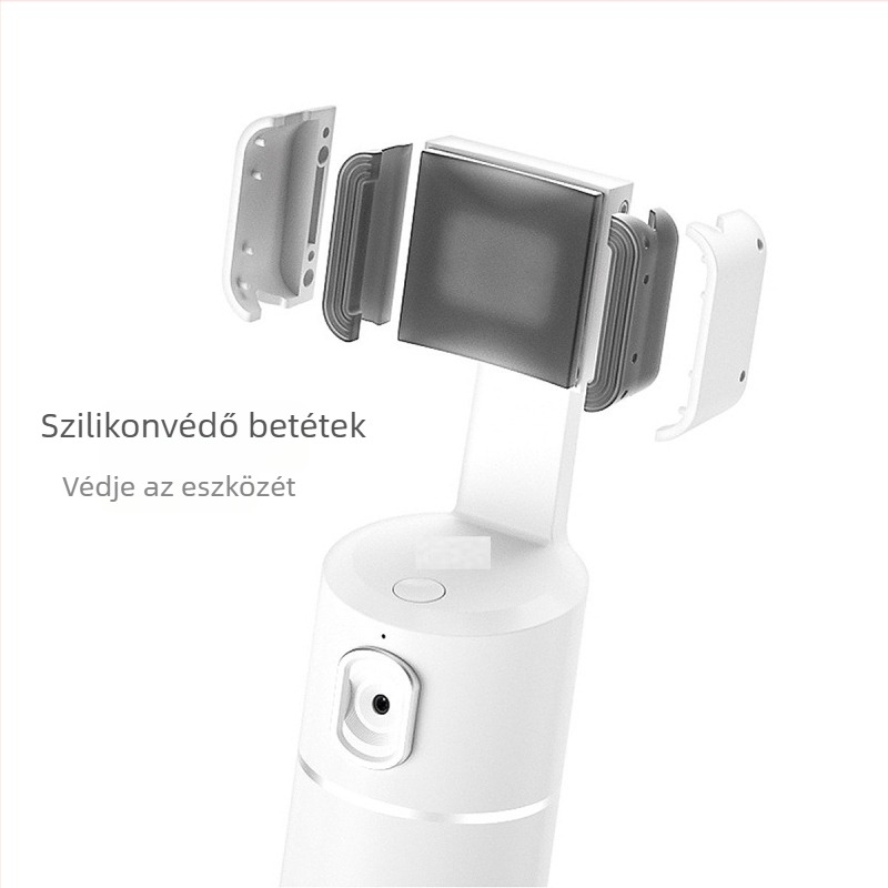 Mobiltelefonos gimbal stabilizátor intelligens követéssel és arcfelismeréssel, 360° forgás, telepítés nélkül, ABS burkolat, univerzális asztali állvány