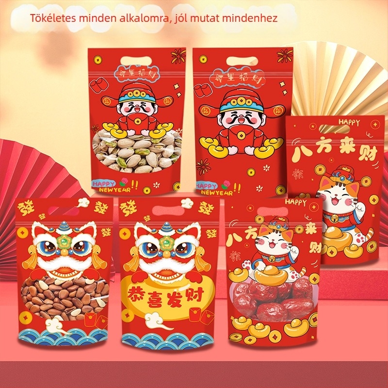 Nugát csomagoló taska Snowflake Crispy, Zhejiang, Kína; Anyag: kompozit műanyag tasak; Cél: élelmiszer csomagolás; Zárási hossz: 10–30 cm