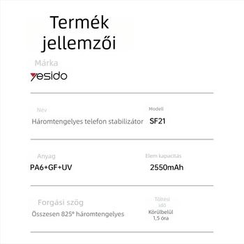 Okostelefonhoz készült háromtengelyes összecsukható stabilizátor élő közvetítéshez, hordozható, AI arckövetés, távirányító