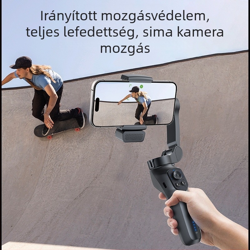 Okostelefonhoz készült háromtengelyes összecsukható stabilizátor élő közvetítéshez, hordozható, AI arckövetés, távirányító