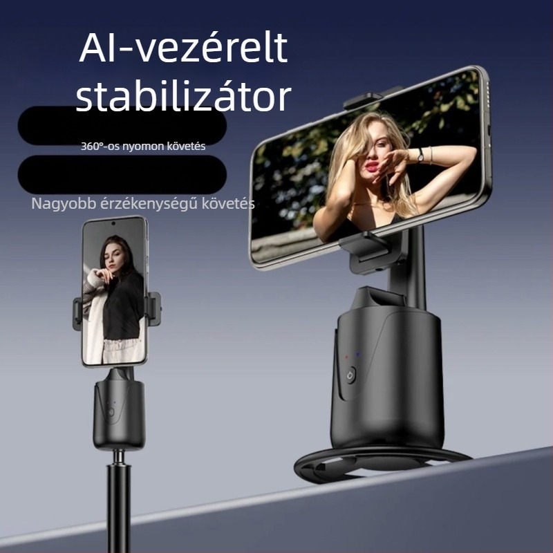 Okostelefonos gimbal arcfelismeréssel, automatikus követés, rezgésmentesítés, 3-tengelyes forgó stabilizátor, ABS