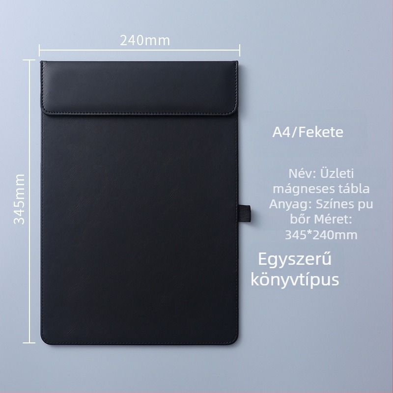 A4-es méretű bőr írótábla clamp – erős mágneses rögzítés, 5 mm lemezvastagság, irodai megbeszélésekhez