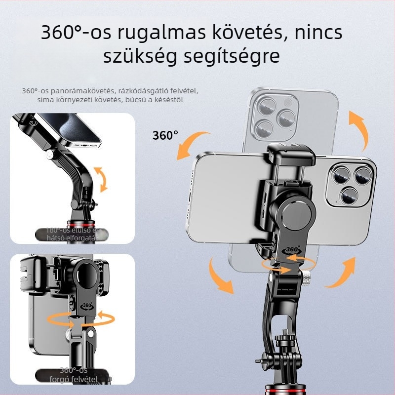 Bluetooth szelfi pálca háromlábú állvánnyal, telefon-tartóval, gimbállal és rezgéscsillapító stabilizátorral, kiterjeszthető
