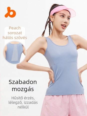 Jóga felső hálós hátú, légáteresztő, gyorsan száradó anyagú, poliészter-spandex (82,5%/17,5%), női fazon, szorosan illeszkedő