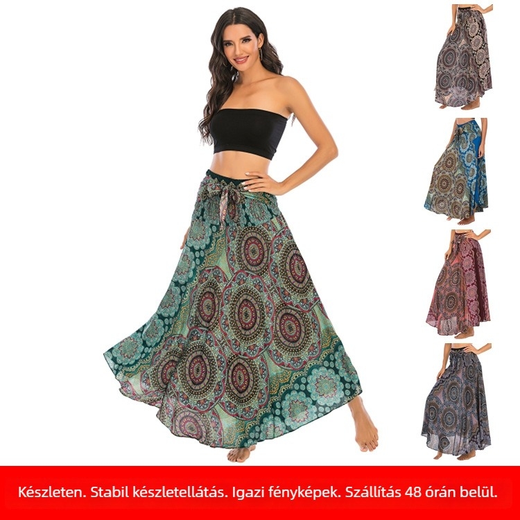 Középméretű swing ruha bohem-irodalmi retro mintával, ujjatlan, gallér nélküli, laza derék
