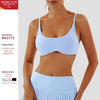 Női sportmelltartó nylon keverékből, formázott csészékkel és párnával, gyorsan száradó, rögzített dupla vállpántokkal, 80% nylon, 20% spandex