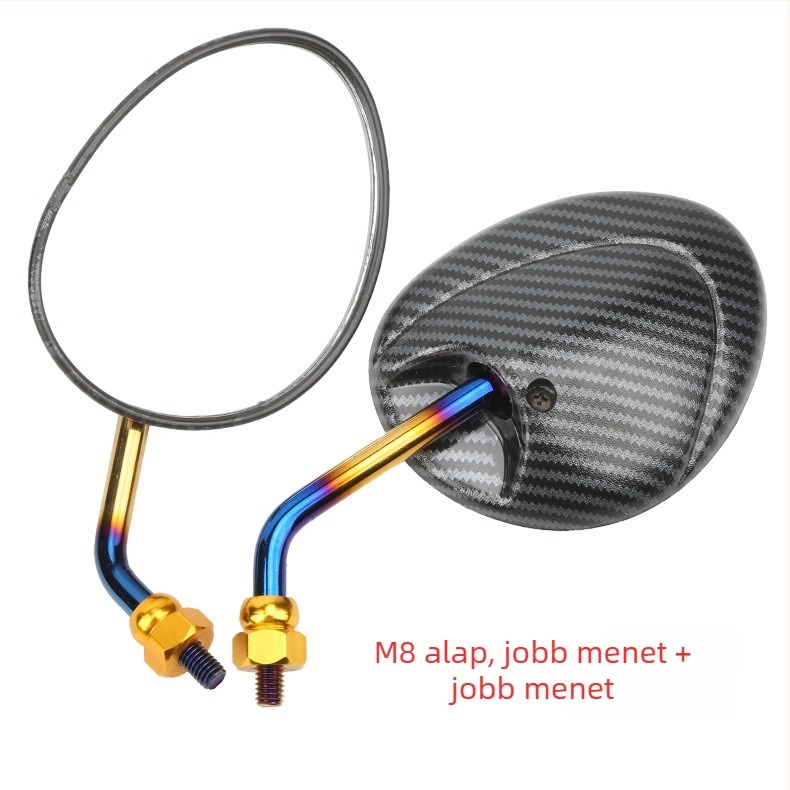 Motorkerékpár és elektromos robogó hátsó tükre – forgatható ovális tükör szénszálas reflektorral, üveg + ABS burkolat