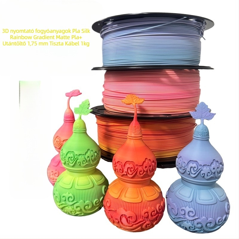 PLA filament 3D nyomtatáshoz — szatén szivárvány-gradiens matt felület, 1 kg, méretpontosság ±0,02 mm