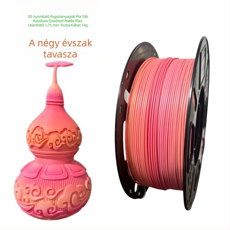 PLA filament 3D nyomtatáshoz — szatén szivárvány-gradiens matt felület, 1 kg, méretpontosság ±0,02 mm