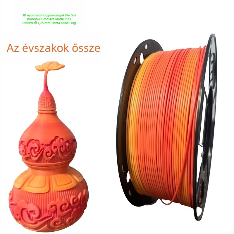 PLA filament 3D nyomtatáshoz — szatén szivárvány-gradiens matt felület, 1 kg, méretpontosság ±0,02 mm