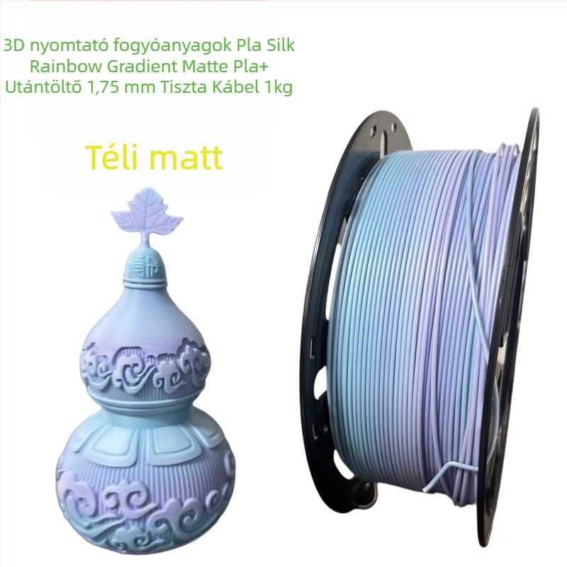 PLA filament 3D nyomtatáshoz — szatén szivárvány-gradiens matt felület, 1 kg, méretpontosság ±0,02 mm