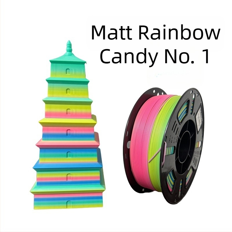 PLA filament 3D nyomtatáshoz — szatén szivárvány-gradiens matt felület, 1 kg, méretpontosság ±0,02 mm