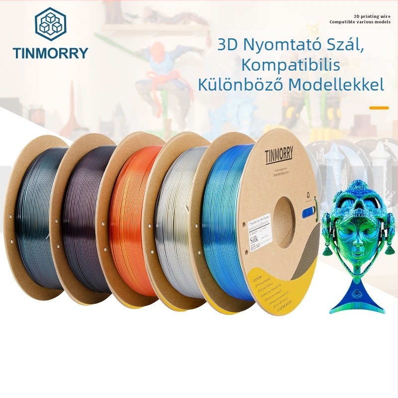 PLA szál FDM 3D nyomtatókhoz, selyemhatású megjelenés, kör keresztmetszet