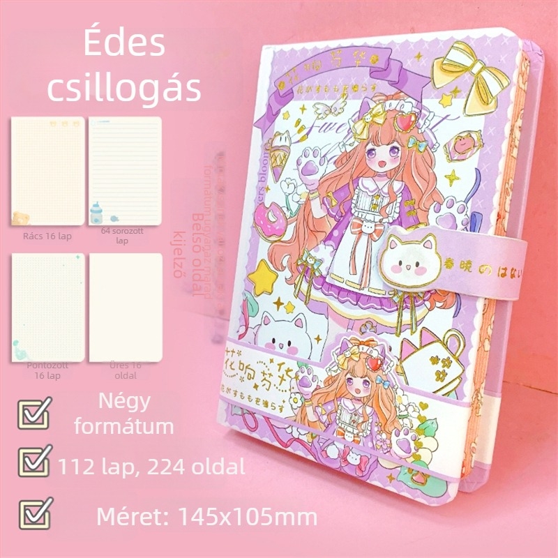 Influencer jegyzetfüzet, kreatív stílus, ragasztott kötés, Daolin papír, 80 g/m², 50–100 oldal