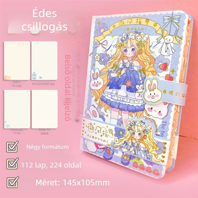 Influencer jegyzetfüzet, kreatív stílus, ragasztott kötés, Daolin papír, 80 g/m², 50–100 oldal