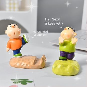 Cartoon Fat Tiger telefonállvány – irodai asztali dísz, rajzfilm-stílus, anyagok: vinil, műanyag, gyanta