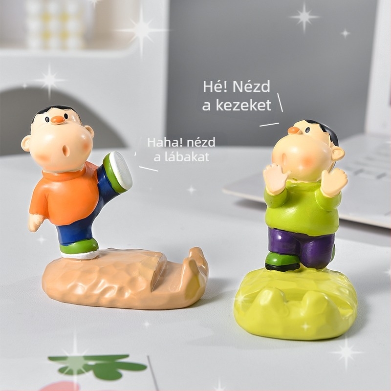 Cartoon Fat Tiger telefonállvány – irodai asztali dísz, rajzfilm-stílus, anyagok: vinil, műanyag, gyanta