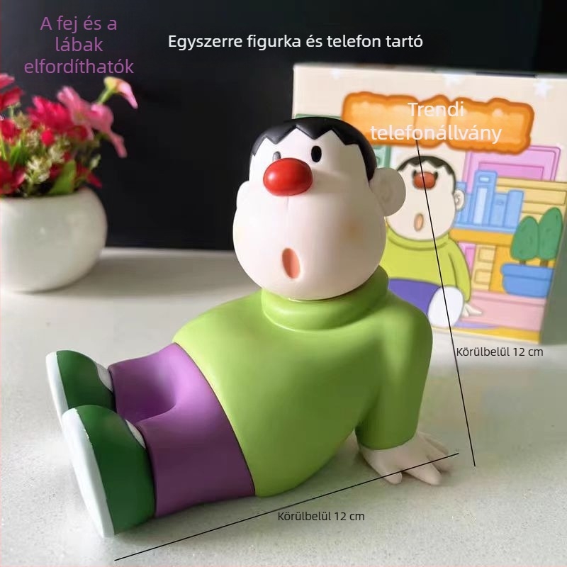 Cartoon Fat Tiger telefonállvány – irodai asztali dísz, rajzfilm-stílus, anyagok: vinil, műanyag, gyanta
