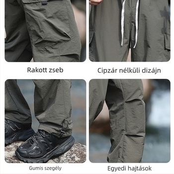 Kültéri softshell túranadrág férfiaknak és nőknek – vízálló nylon, őszi paratrooper-stílus, laza szabás, több zseb