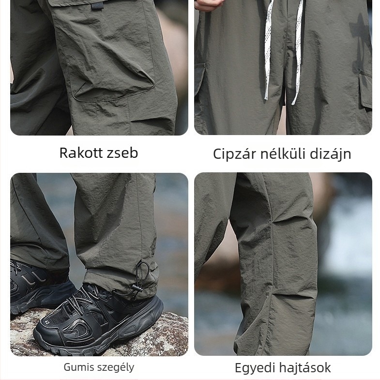Kültéri softshell túranadrág férfiaknak és nőknek – vízálló nylon, őszi paratrooper-stílus, laza szabás, több zseb