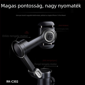Összecsukható háromtengelyes gimbal okostelefonhoz, követés, modell C302, alumíniumötvözet, Bluetooth-támogatás