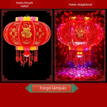LED színes forogó lámpás, kerek függő lámpa erkélydekorációhoz — népművészet, modern minimalista stílus, világító funkció