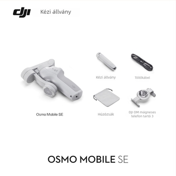 DJI Osmo Mobile SE kézi 3-tengelyes gimbal – hajtogatható stabilizátor, műanyag ház, Bluetooth támogatott, készen áll a szelfire