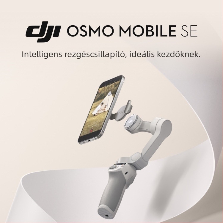 DJI Osmo Mobile SE kézi 3-tengelyes gimbal – hajtogatható stabilizátor, műanyag ház, Bluetooth támogatott, készen áll a szelfire