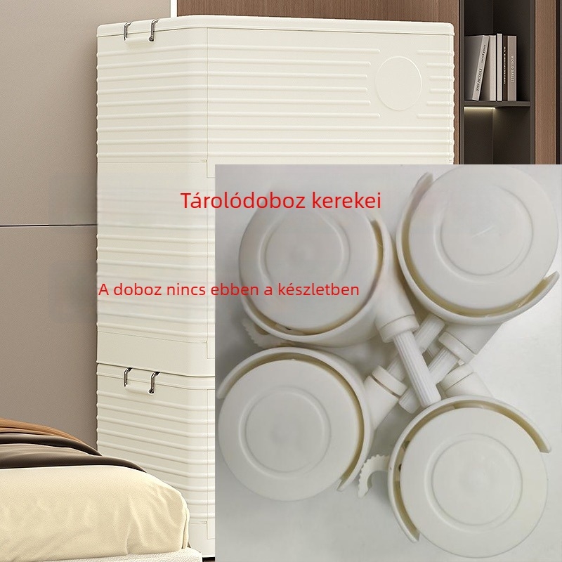 Összecsukható műanyag tárolóedény fedéllel, 100–150 L kapacitás, görgőkkel