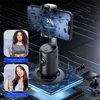 Telefonos gimbal P01 arcfelismeréssel – alkalmazás nélkül, teljesen automatikus követés, 360° horizontális forgás
