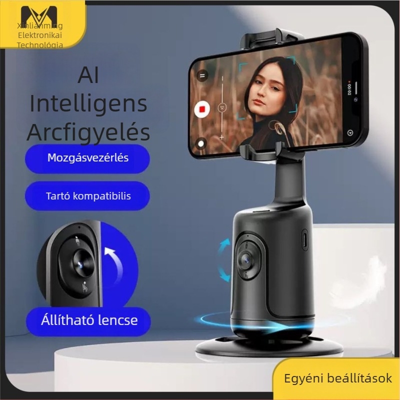 Telefonos gimbal P01 arcfelismeréssel – alkalmazás nélkül, teljesen automatikus követés, 360° horizontális forgás